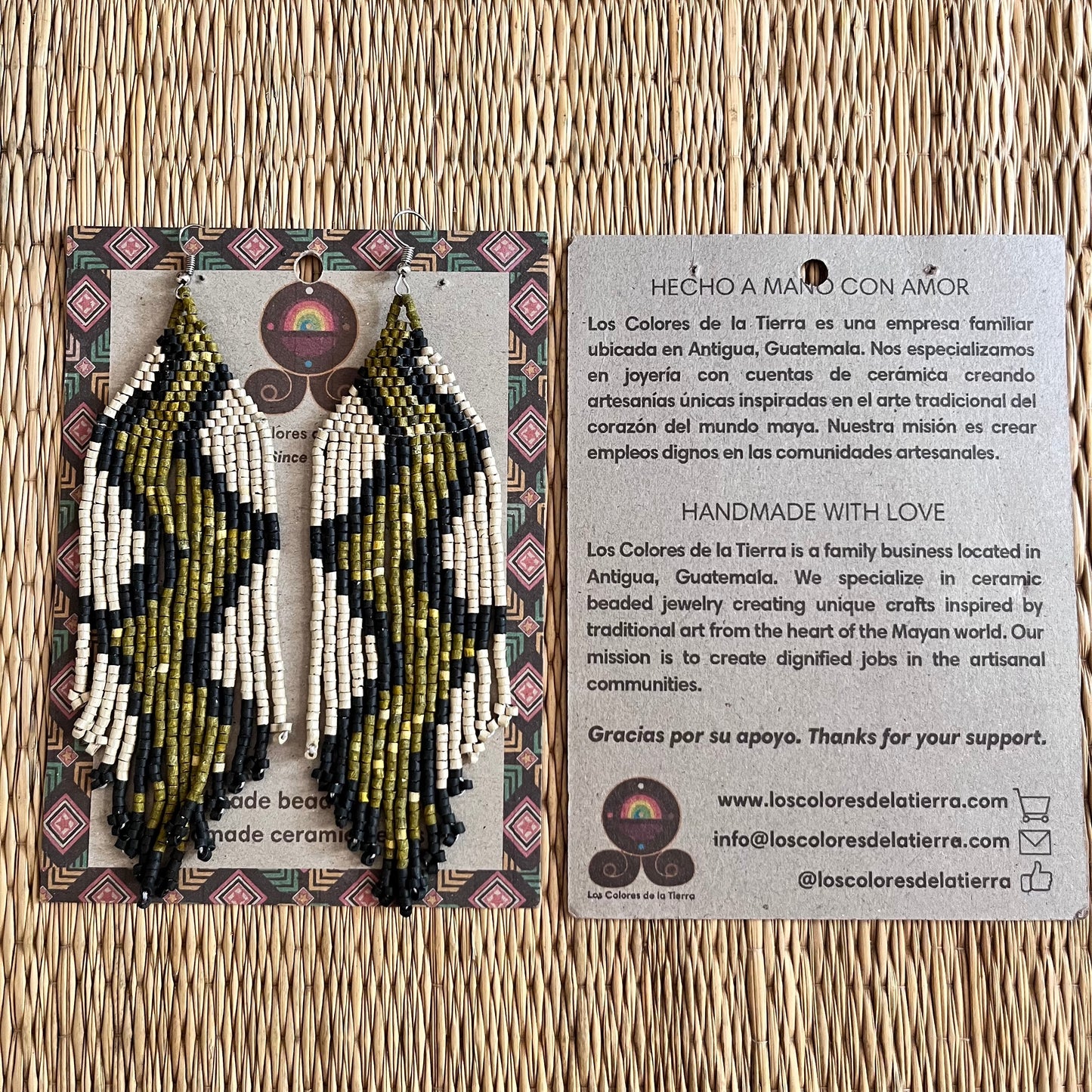 Beaded Fringe Earrings in Boho Zig Zag Design