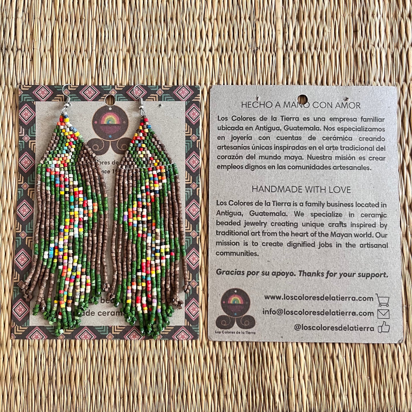 Beaded Fringe Earrings in Boho Zig Zag Design