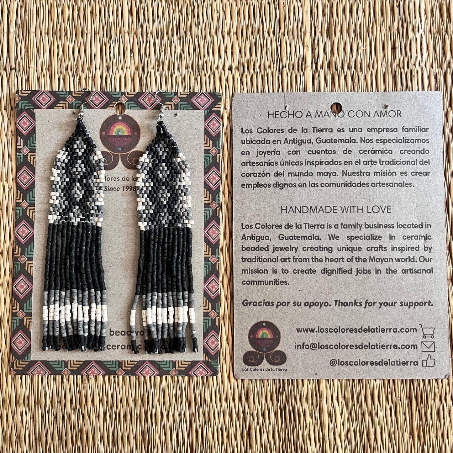 Ceramic Beaded Earrings with Woven Details
