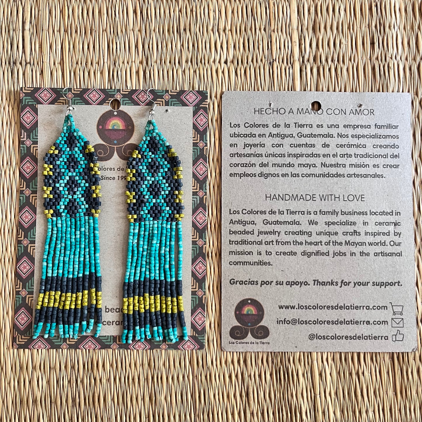 Ceramic Beaded Earrings with Woven Details