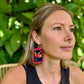 Artisan Guatemalan Embroidered Hummingbird Colibri Bird Earrings with Ceramic Clay Beads and Silver Hooks, hot pink