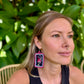 Artisan Guatemalan Embroidered Flamingo Bird Earrings with Ceramic Clay Beads and Silver Hooks, hot pink