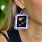 Artisan Guatemalan Embroidered Toucan Inspired Bird Earrings with Ceramic Clay Beads and Silver Hooks, light purple