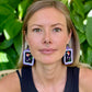 Artisan Guatemalan Embroidered Toucan Inspired Bird Earrings with Ceramic Clay Beads and Silver Hooks, light purple
