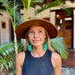 Guatemalan Mayan Textile Statement Earrings with Handmade Clay Beads, medium length, turquoise rectangle