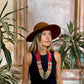 Adjustable Guatemalan Ceremonial Textile Necklace with Jade & Ceramic Beads, red and gold