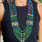 Adjustable Guatemalan Ceremonial Textile Necklace with Jade & Ceramic Beads, seaweed green