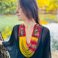 Ceremonial Statement Necklace with Beaded Strands, Adjustable
