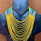 Adjustable Necklace with Guatemalan Bird Guacamaya Embroidery from Santiago with Ceramic Beads, yellow