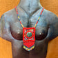 Vintage Chichicastenango Textile Pendant Necklace with Jade & Bead Fringe, red