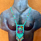 Vintage Chichicastenango Textile Pendant Necklace with Jade & Bead Fringe, turquoise green jade