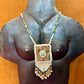 Vintage Chichicastenango Textile Pendant Necklace with Jade & Bead Fringe, white pastels