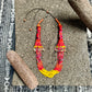 Multi-Strand Ceramic Bead with Ceremonial Textile Necklace, red & yellow