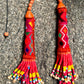 Multi-Strand Ceramic Bead with Ceremonial Textile Necklace, red & yellow
