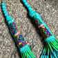 Multi-Strand Ceramic Bead with Ceremonial Textile Necklace, turquoise