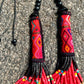 Multi-Strand Ceramic Bead with Ceremonial Textile Necklace, red & black