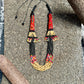 Multi-Strand Ceramic Bead with Ceremonial Textile Necklace, black & gold