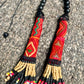 Multi-Strand Ceramic Bead with Ceremonial Textile Necklace, black & gold