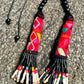 Multi-Strand Ceramic Bead with Ceremonial Textile Necklace, black & white
