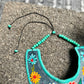 Bib Necklace with Guatemalan Bird Quetzales Embroidery from Santiago with Ceramic Bead Fringes, turquesa