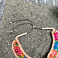 Bib Necklace with Guatemalan Floral Embroidery from Patzun with Ceramic Bead Fringes, pinks