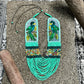 Adjustable Necklace with Guatemalan Bird Quetzal Embroidery from Santiago with Ceramic Beads, turquesa