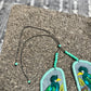 Adjustable Necklace with Guatemalan Bird Quetzal Embroidery from Santiago with Ceramic Beads, turquesa