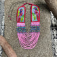 Adjustable Necklace with Guatemalan Bird Embroidery from Santiago with Ceramic Beads, pink