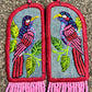 Adjustable Necklace with Guatemalan Bird Embroidery from Santiago with Ceramic Beads, pink