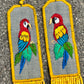 Adjustable Necklace with Guatemalan Bird Guacamaya Embroidery from Santiago with Ceramic Beads, yellow