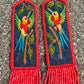 Adjustable Necklace with Guatemalan Bird Colibri Embroidery from Santiago with Ceramic Beads, red