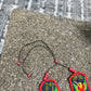 Adjustable Necklace with Guatemalan Bird Colibri Embroidery from Santiago with Ceramic Beads, red