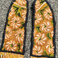 Adjustable Ceramic Beaded Strand Necklace with Patzún Floral Huipil Textile, mustard
