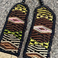 Adjustable Ceramic Beaded Strand Necklace with Vintage Chichi Huipil Textile, gold/black