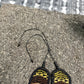 Adjustable Ceramic Beaded Strand Necklace with Vintage Chichi Huipil Textile, gold/black