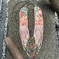 Adjustable Ceramic Beaded Strand Necklace with Vintage Chichi Huipil Textile, pastel pink