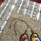Adjustable Ceramic Beaded Strand Necklace with Patzún Floral Huipil Textile, black