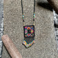 Vintage Chichicastenango Textile Pendant Necklace with Jade & Bead Fringe, black