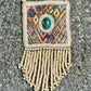 Vintage Chichicastenango Textile Pendant Necklace with Jade & Bead Fringe, golden beige