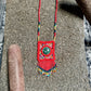 Vintage Chichicastenango Textile Pendant Necklace with Jade & Bead Fringe, red