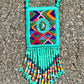 Vintage Chichicastenango Textile Pendant Necklace with Jade & Bead Fringe, turquoise green jade