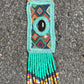 Vintage Chichicastenango Textile Pendant Necklace with Jade & Bead Fringe, turquoise black jade