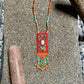 Vintage Chichicastenango Textile Pendant Necklace with Jade & Bead Fringe, orange