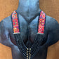 Adjustable Guatemalan Ceremonial Textile Necklace with Jade & Ceramic Beads, black