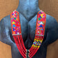 Adjustable Guatemalan Ceremonial Textile Necklace with Jade & Ceramic Beads, red and yellow
