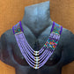 Adjustable Guatemalan Ceremonial Textile Necklace with Lavender Jade & Ceramic Beads, pastel purple