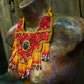 Statement Bib Collar, Precious Jade & Fringes, Adjustable - "Babero"