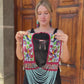 Ceremonial Shoulder Piece with Hand-Embroidered Birds - Stone Blue & Velvet