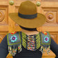 Ceremonial Shoulder Piece with Embroidered Birds and Flowers - Olive Birds