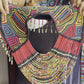 Textile Cape with Beaded Chains - Mola Capa, Magenta Multicolor